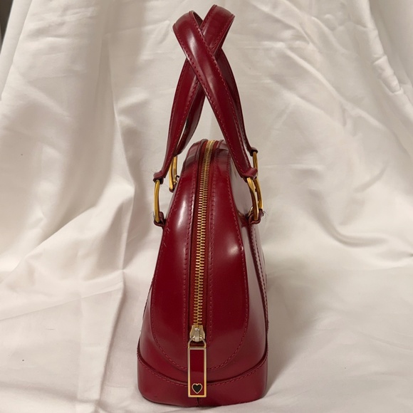 Moschino Redwall Bordeaux Red Wine Patent Leather Top Handle Bag - Picture 4 of 15
